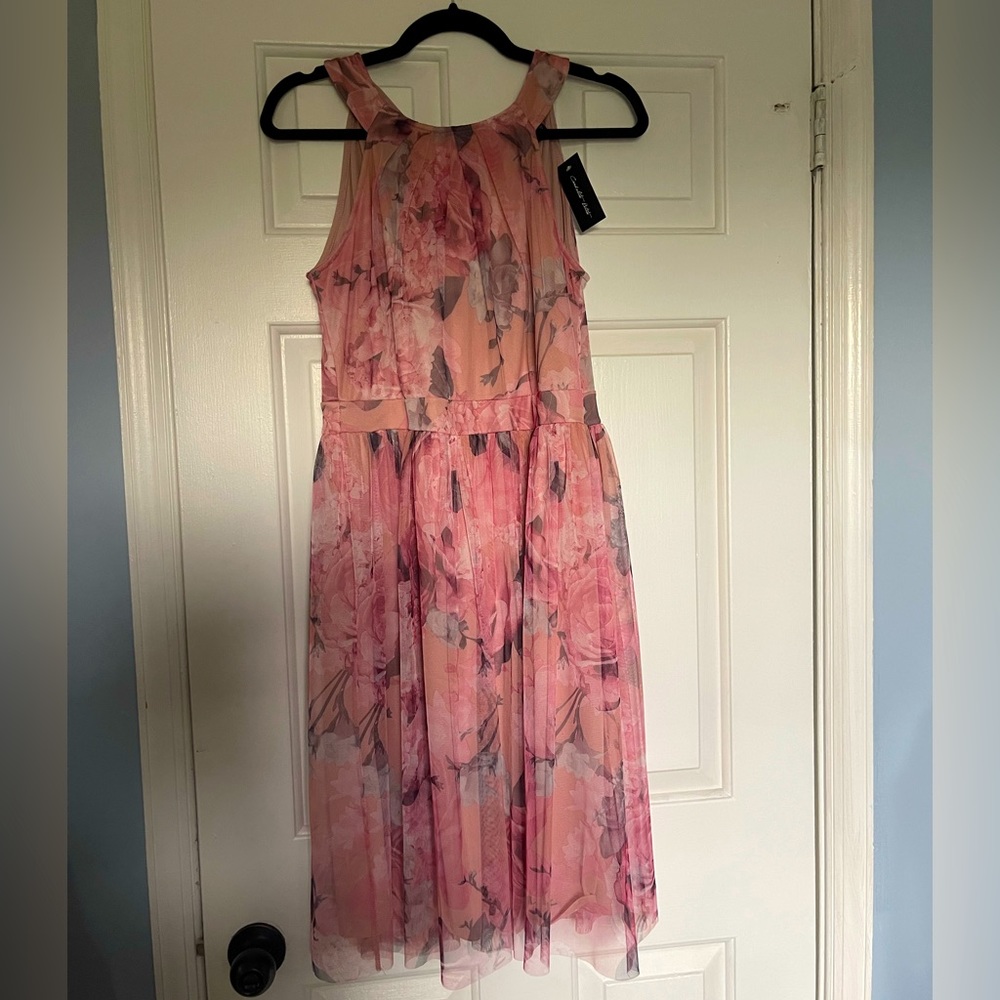 NWT Candalite Petite Pink Floral Spring Dress Size Petite Med